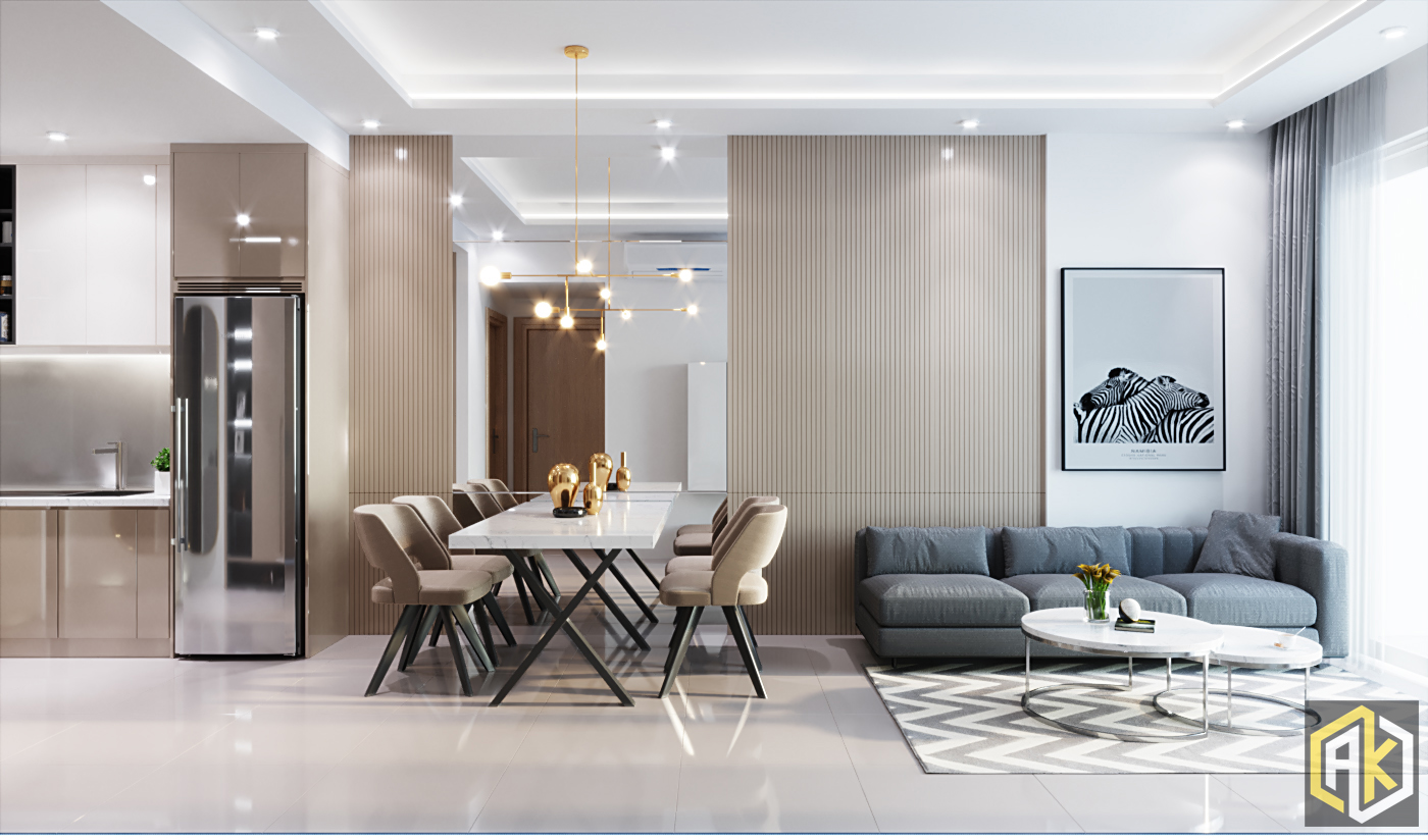 Thiết kế phòng khách liền phòng ăn giúp bán tối ưu diện tích căn phòng