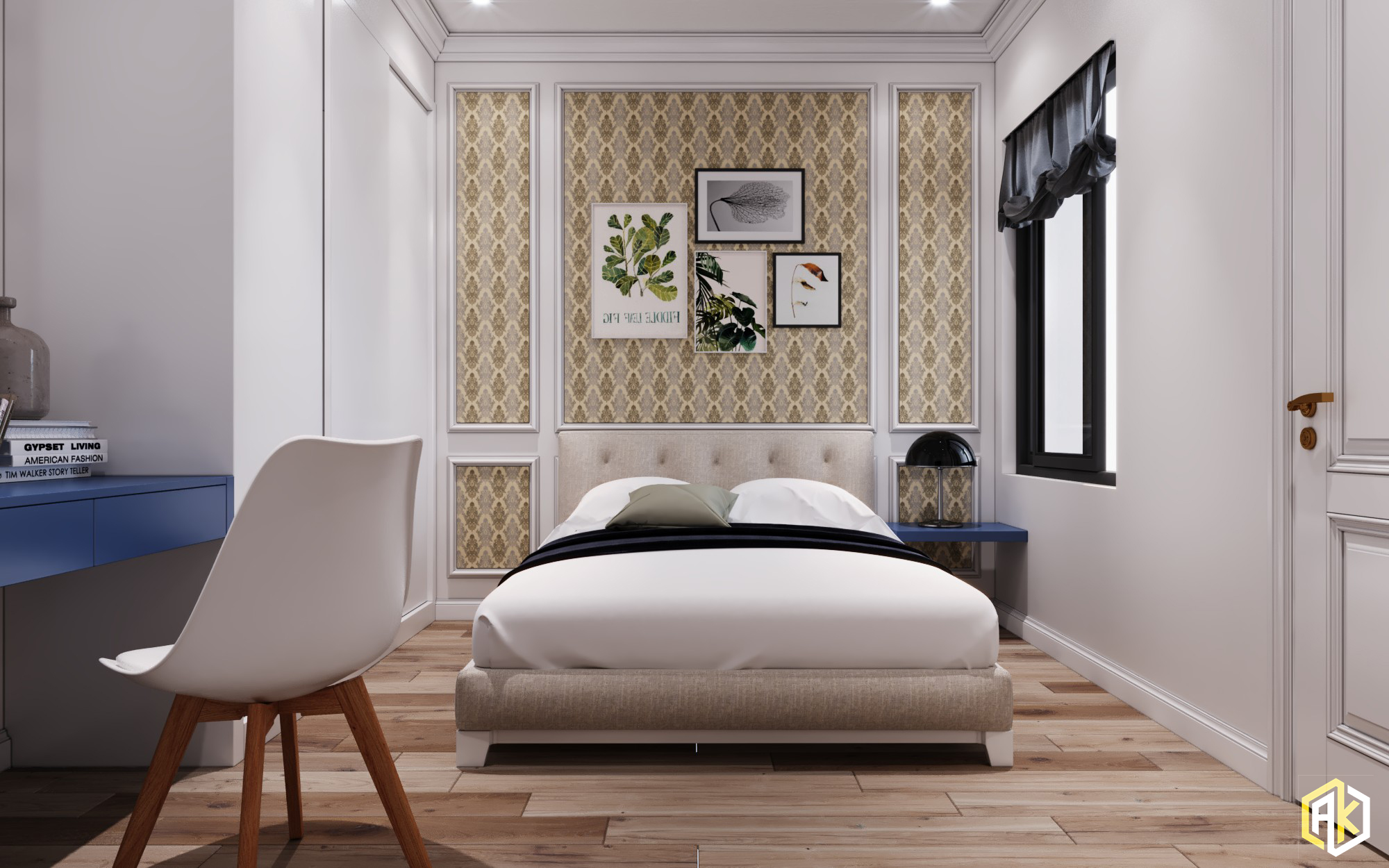 hình minh hoa thiết kế nội thất chung cư 2 phòng ngủ với cách sắp xếp khoa học thông minh