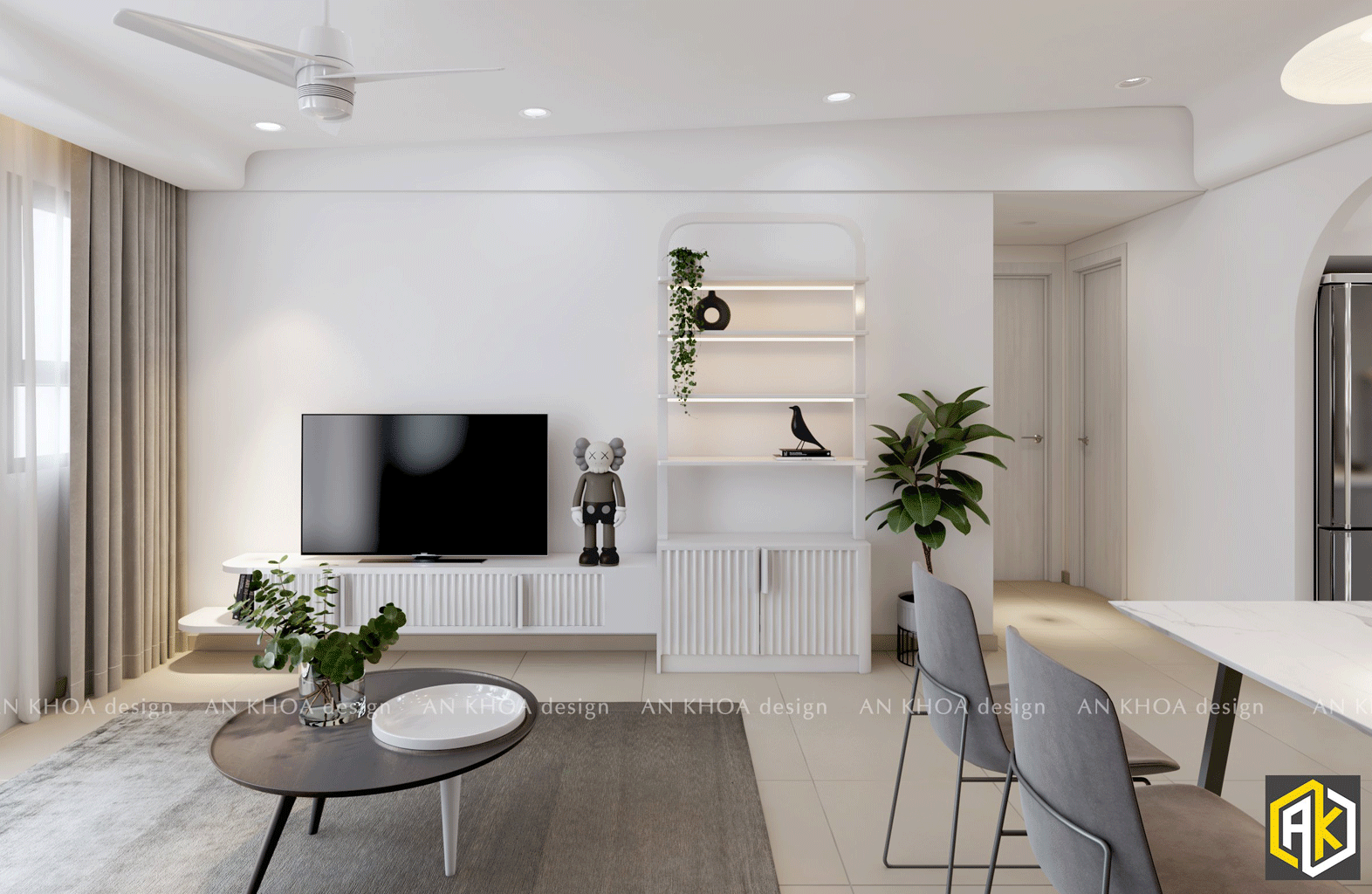 Minh họa Thiết kế nội thất căn hộ 90m2 phong cách nhật bản giản dị