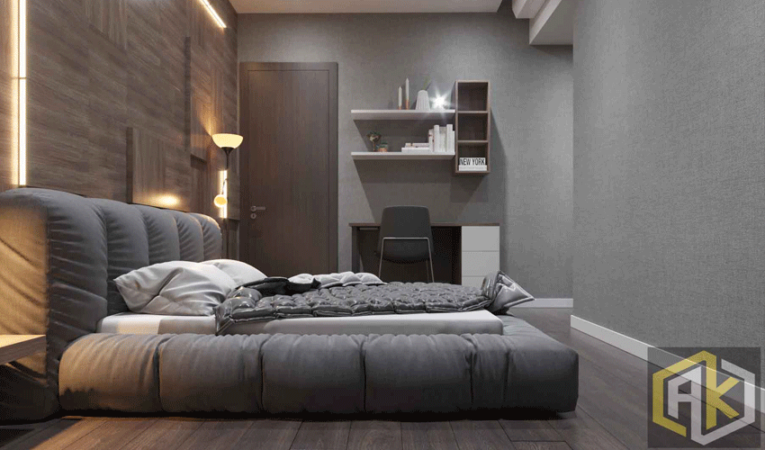 hình ảnh phòng ngủ với tone màu xám của dự án the botanica