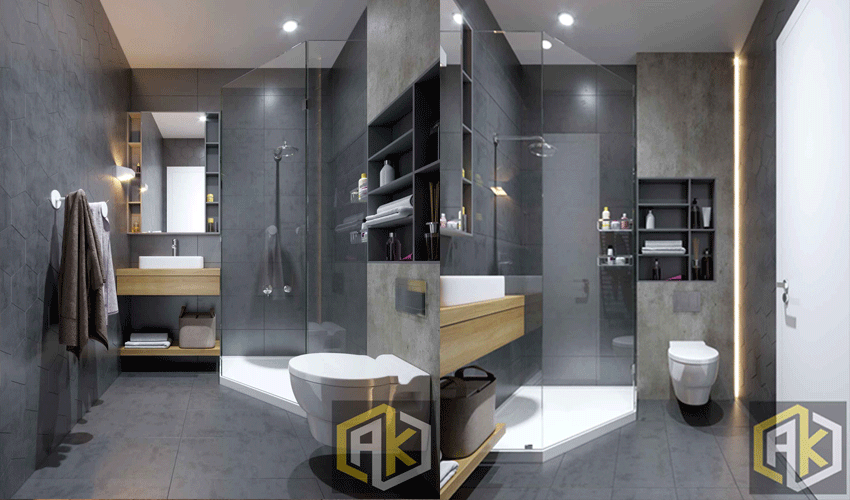 Thiết kế nội thất nhà ống mặt tiền 4m với phòng vệ sinh chung với phòng tắm - mẫu 4