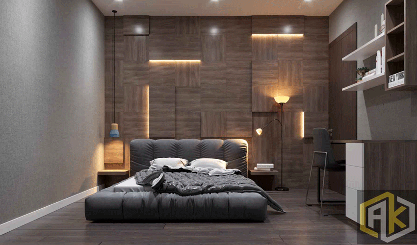 hình ảnh phòng ngủ với tone màu xám của dự án the botanica