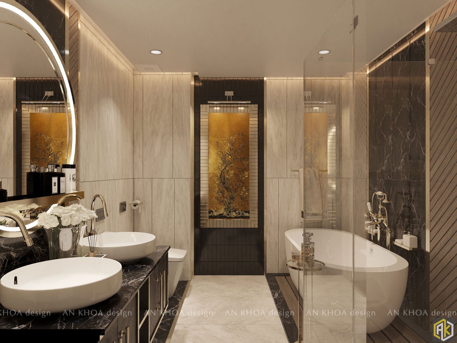 Thiết kế phòng tắm nhà ống phong cách cổ điển - mẫu 5