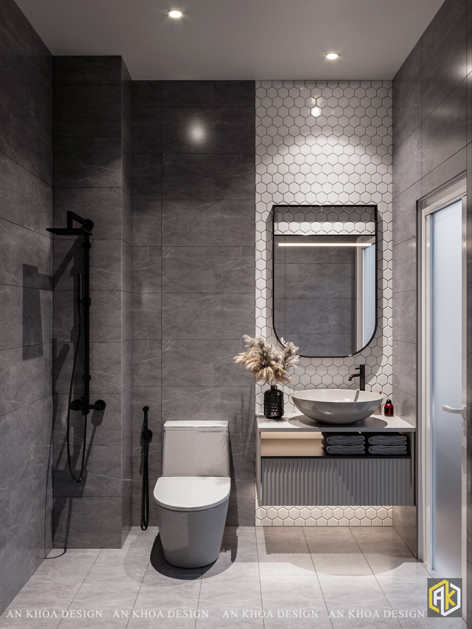 Thiết kế nội thất phòng vệ sinh đẹp hiện đại AnKhoa Design