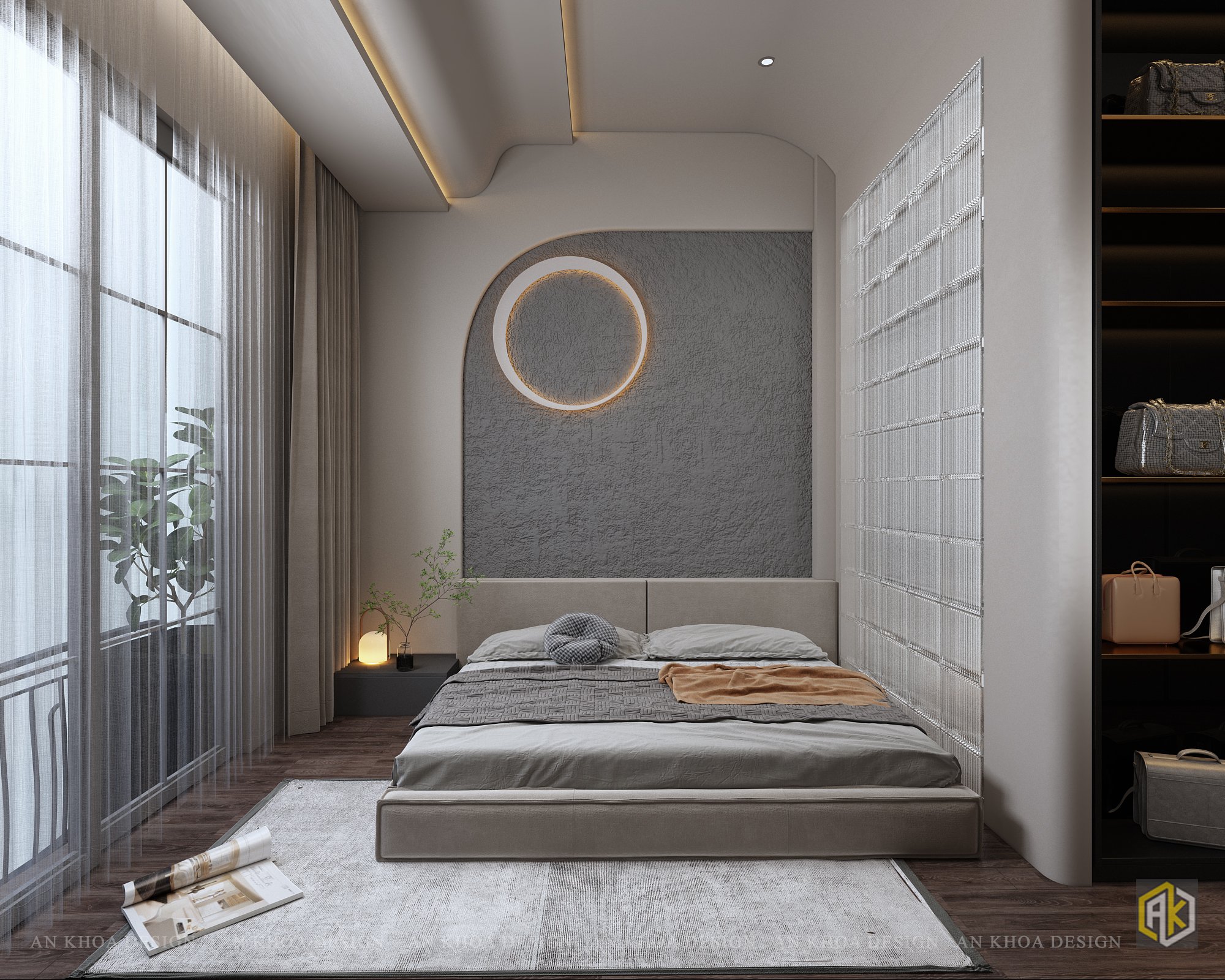 Thiết kế nội thất phòng ngủ master cho nhà phố 2 tầng