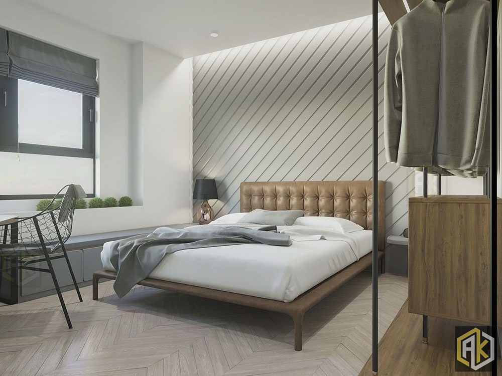 thiết kế nội thất chung cư 70m2 - phòng ngủ đẹp cho nam