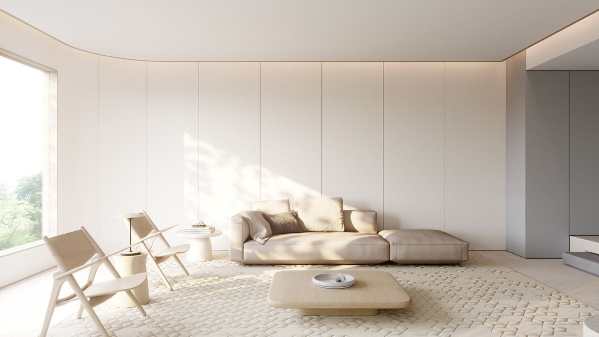 Mẫu thiết kế nội thất phòng khách 30m2 theo phong cách tối giản