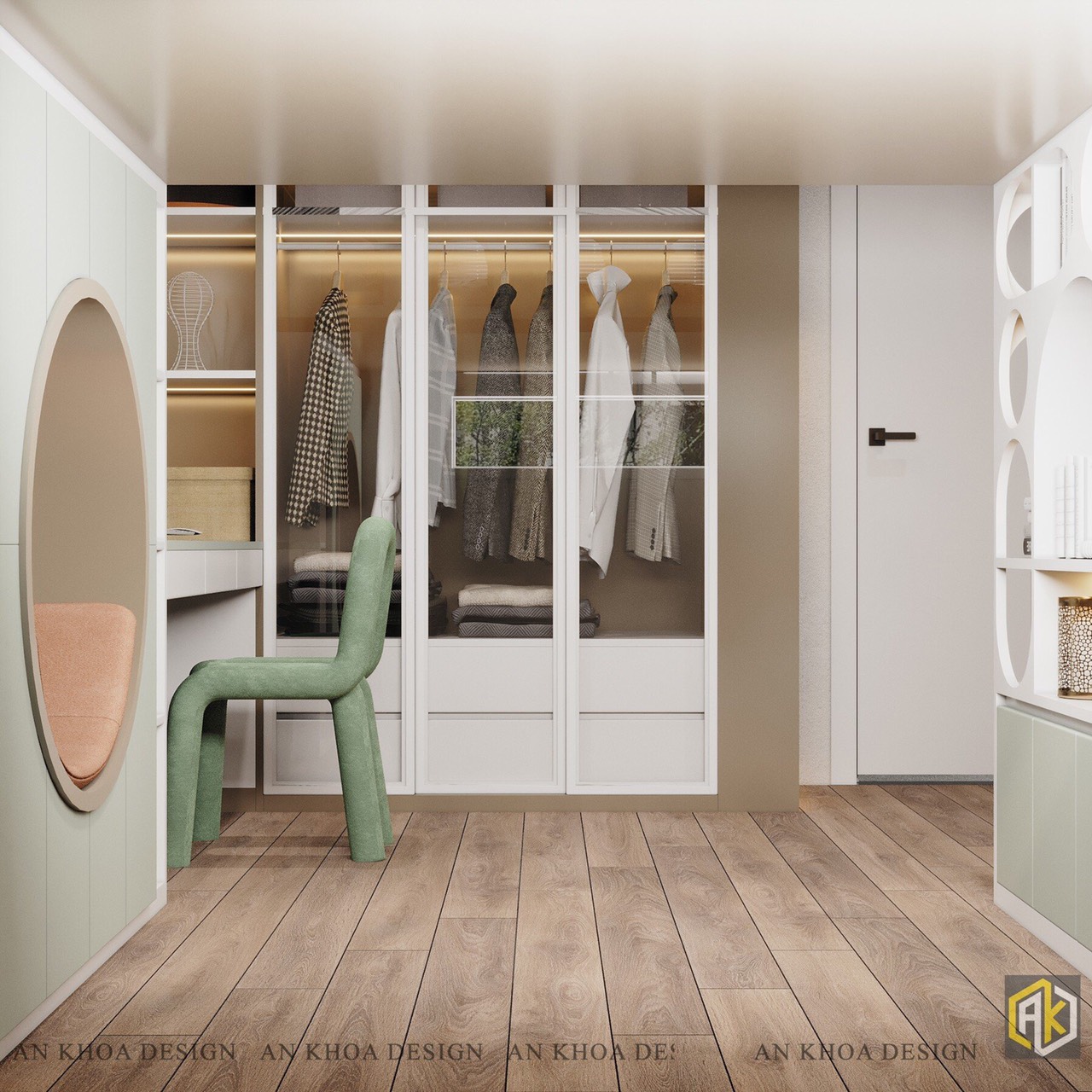 Thiết kế nội thất phòng ngủ có tủ quần áo của căn hộ chung cư Celadon City