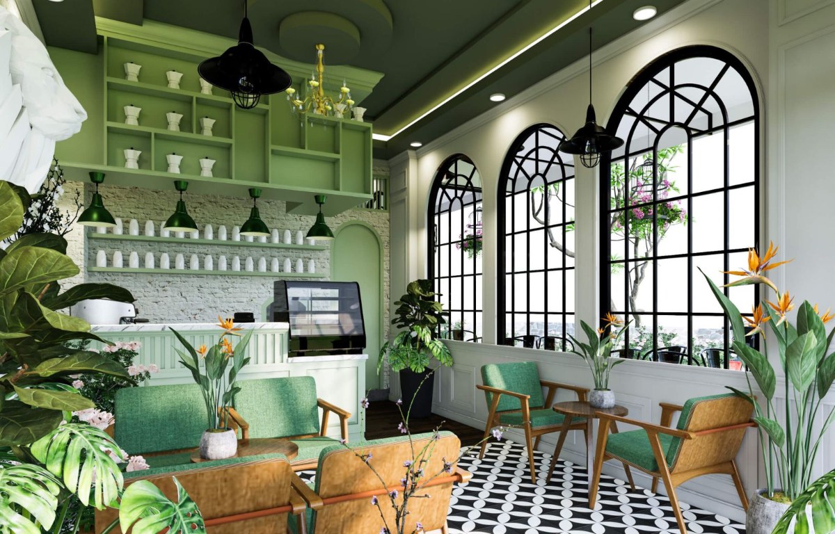 Mẫu thiết kế nội thất quán cafe phong cách Tropical