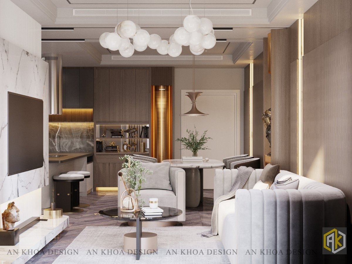 Thiết kế nội thất phòng khách căn hộ chung cư Celadon City Tân Phú