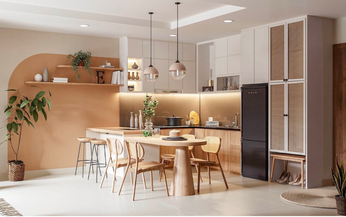 Phong cách thiết kế Scandinavian bếp căn hộ chung cư Celadon City