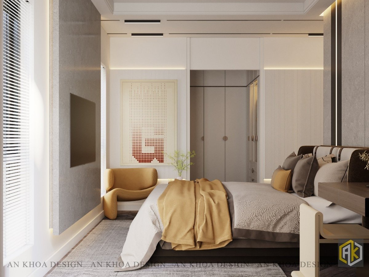 Thiết kế nội thất phòng ngủ master căn hộ chung cư