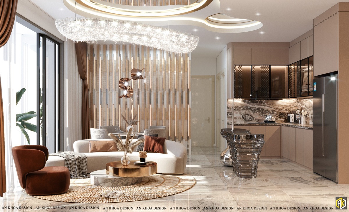Thiết kế nội thất chung cư 100m2 phong cách Sang trọng Luxury