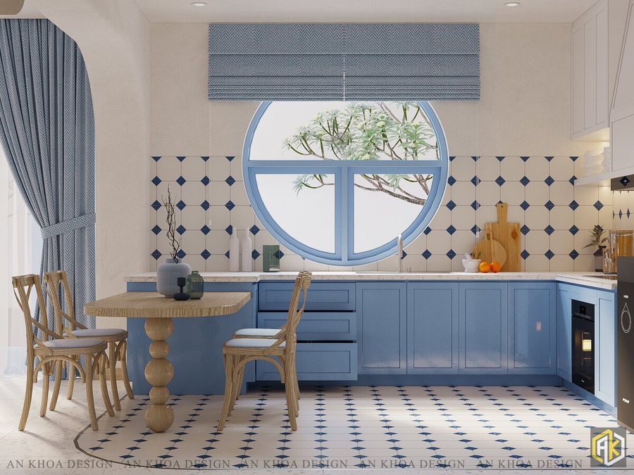 Thiết kế nội thất phòng bếp nhà phố Santorini