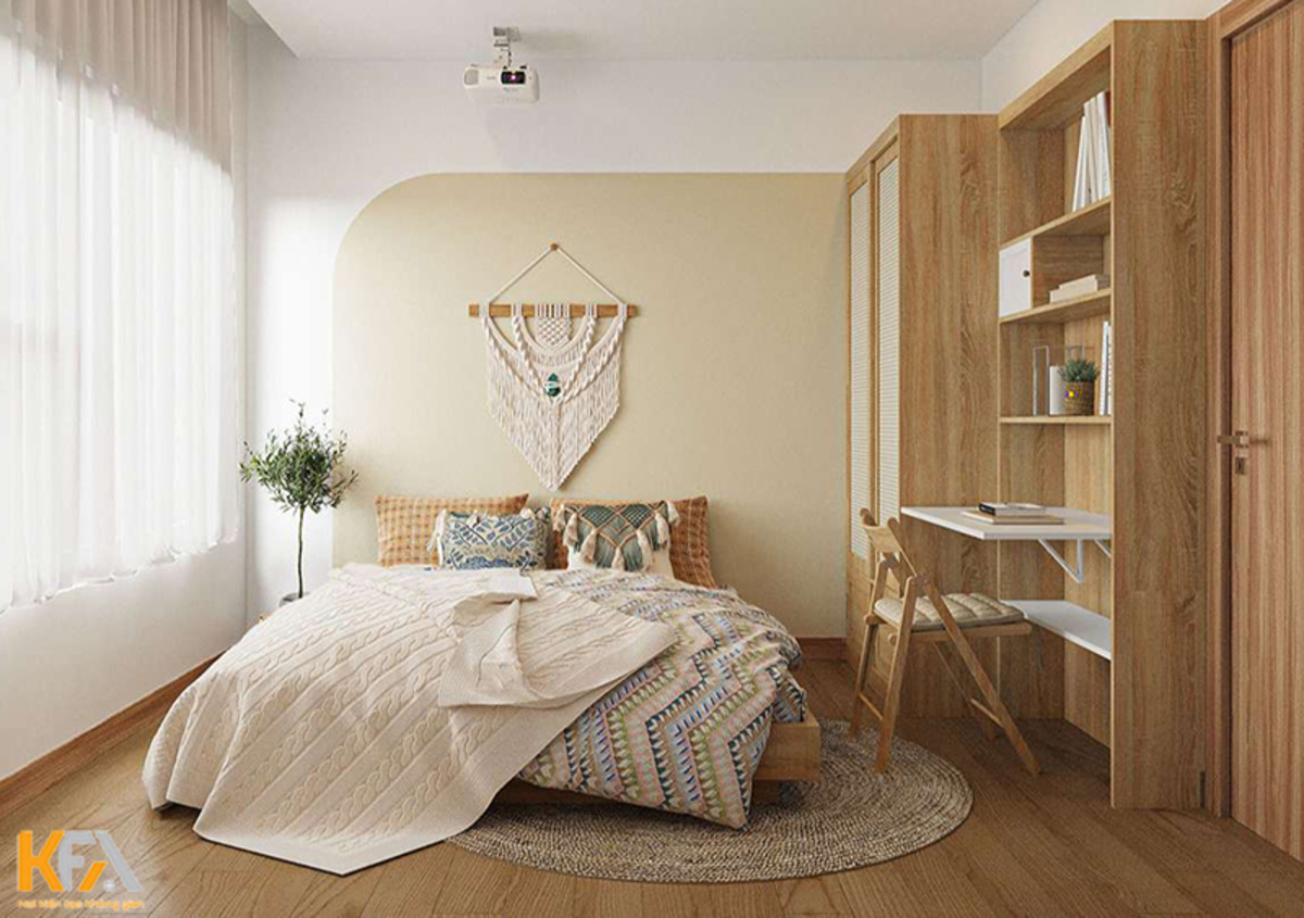 Phòng ngủ biệt thự đơn lập phong cách Scandinavian chú trọng các yếu tố tự nhiên