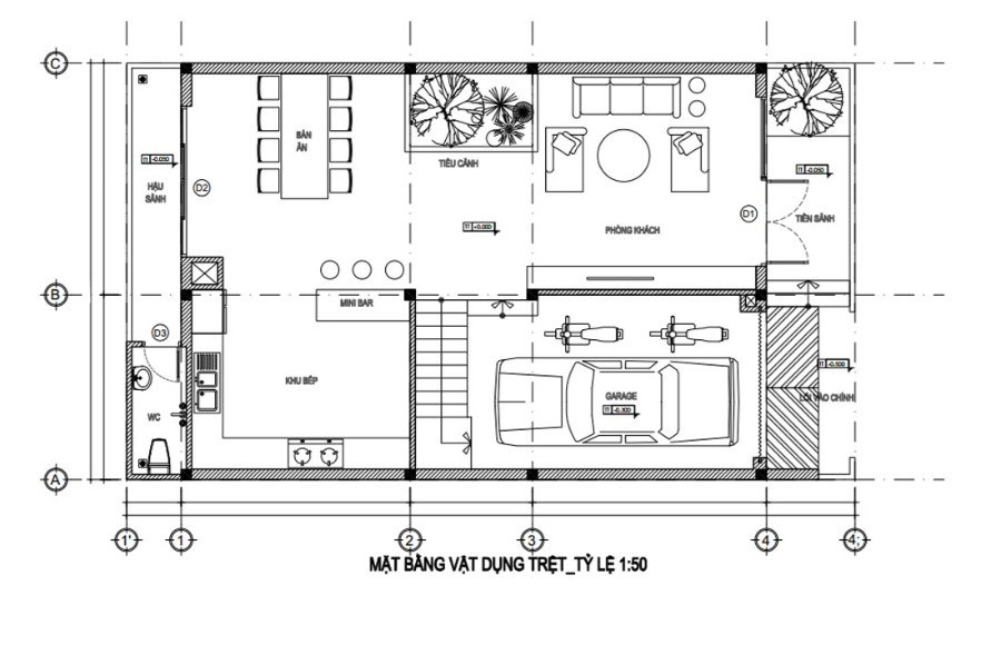 Bản vẽ chú trọng lối đi thuận tiện giữa các khu vực