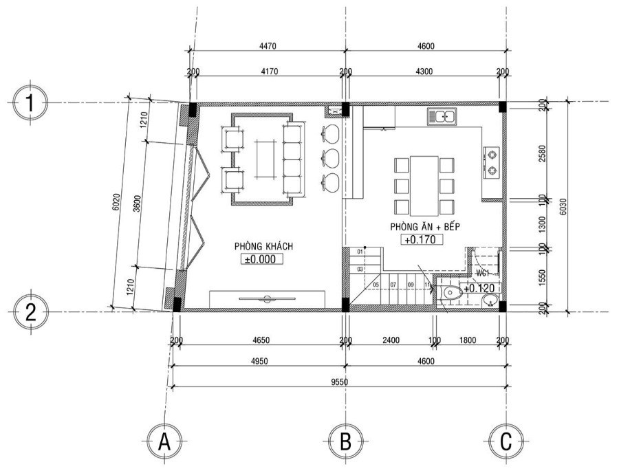 Bản vẽ tầng 2 chú trọng sự riêng tư giữa các phòng