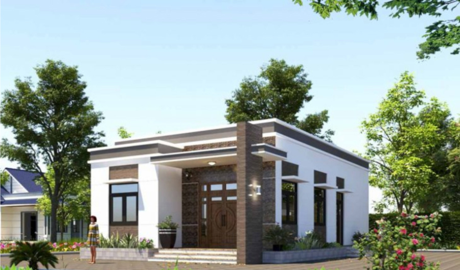 Nhà 1 tầng mái bằng phù hợp với gia đình nông thôn