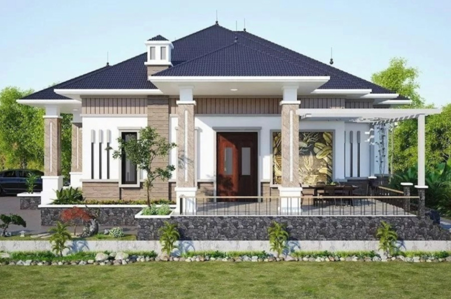 Nhà vườn 1 tầng mái Nhật