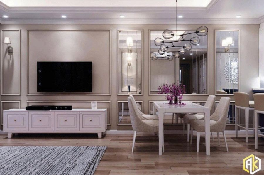 Nội thất phòng bếp được thiết kế đồng bộ đảm bảo tính thẩm mỹ