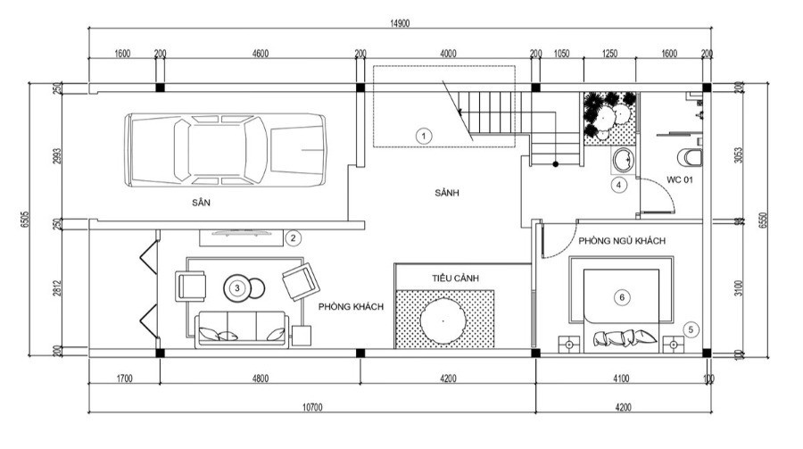 Tầng 1 tích hợp gara hoặc để xe máy, thuận tiện sinh hoạt