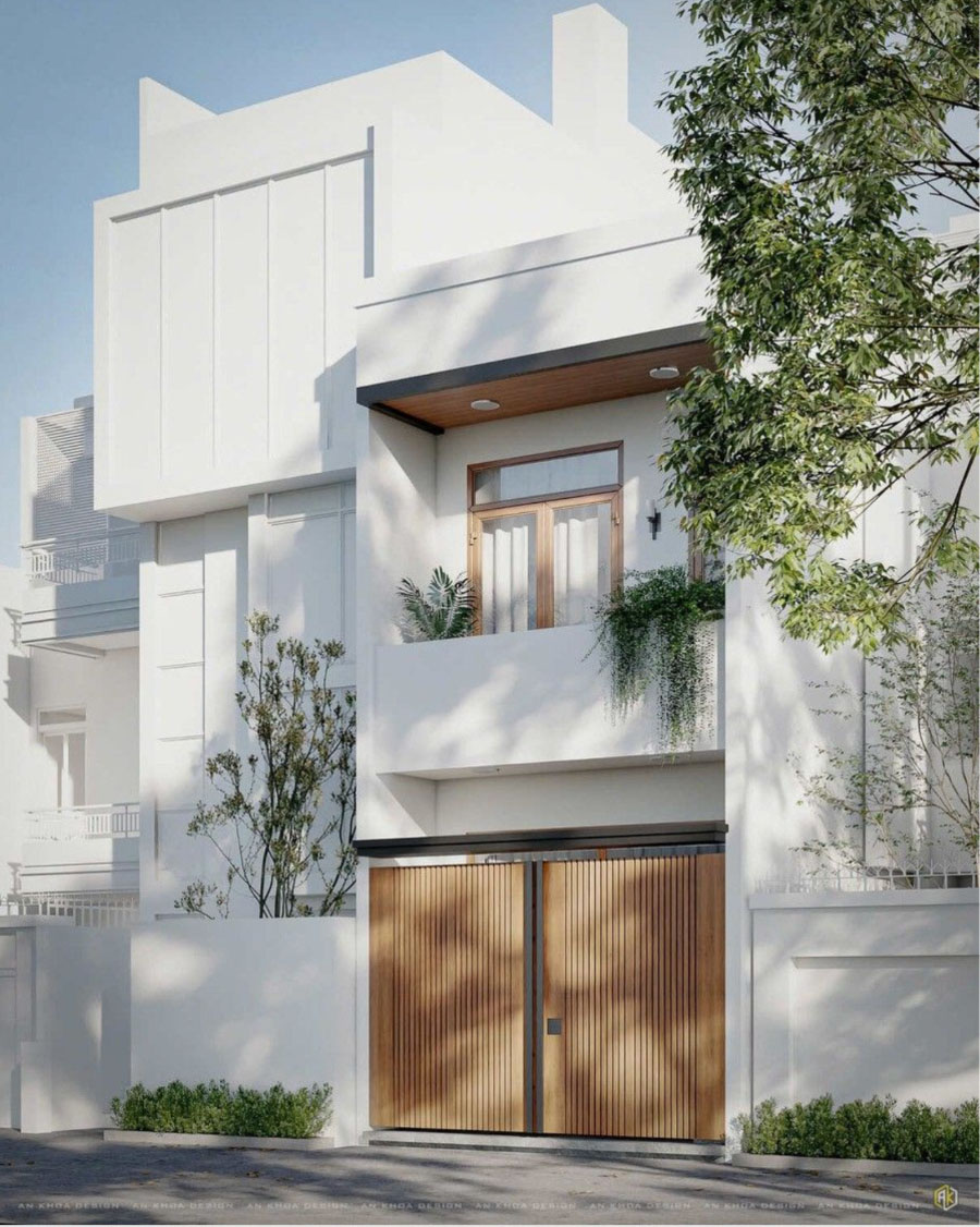 Thiết kế nhà phố 2 tầng mái bằng
