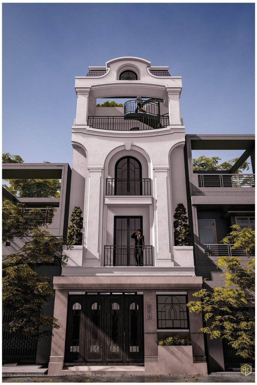 Thiết kế nhà phố tân cổ điển kết hợp hài hòa giữa hiện đại và cổ điển