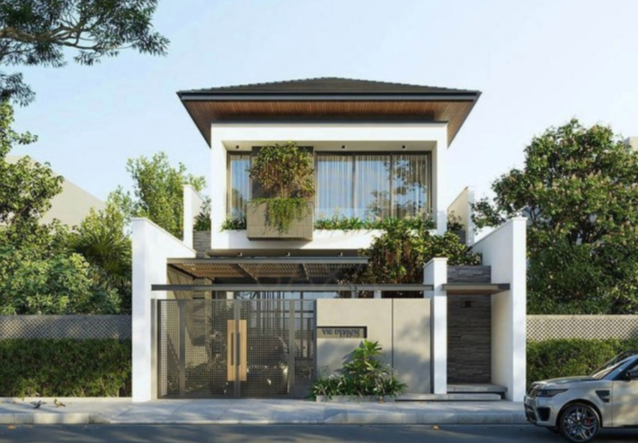 Mẫu nhà đẹp 8x11 kiểu Nhật 2 tầng với thiết kế tinh tế và sang trọng, tạo không gian sống gần gũi với thiên nhiên và phong cách hiện đại