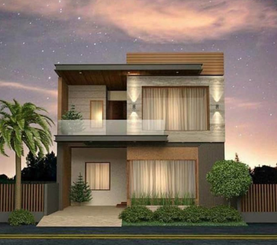 Nhà 2 tầng tối giản với khối hộp và cửa kính lớn. Chú trọng công năng và vẻ ngoài gọn gàng, tinh tế 