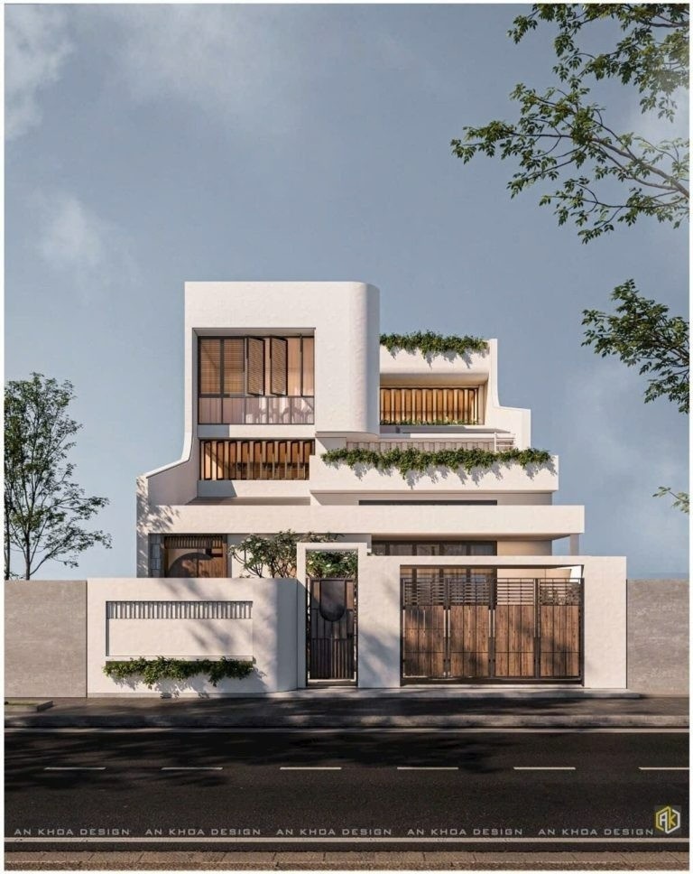 Thiết kế kiến trúc nhà phố 9x9m chú trọng đến không gian xanh, tạo sự thoáng mát và gần gũi thiên nhiên