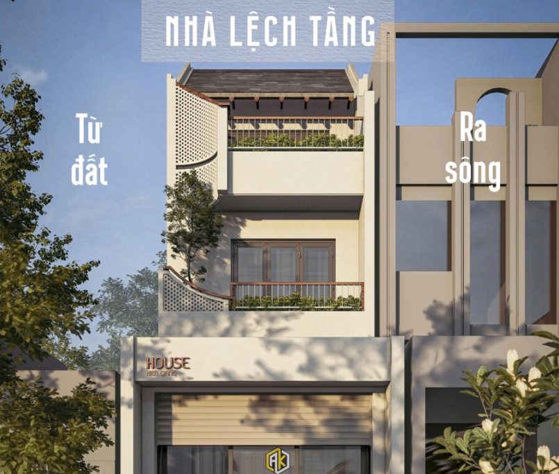 Đưa thiết kế nhà phố hiện đại lệch tầng về vùng sông nước